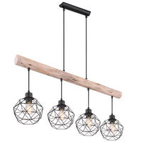 LED HÄNGELEUCHTE Holz Braun Gitter Design - Braun, Holz/Metall (85/18/120cm) - Globo Lighting