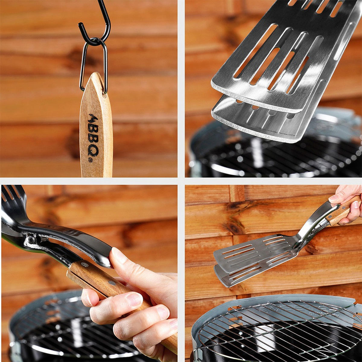GRILLWENDER/ZANGE 2-in-1 Edelstahl 40 cm Silberfarben - Silberfarben, Metall (40cm) - BBQ Collection
