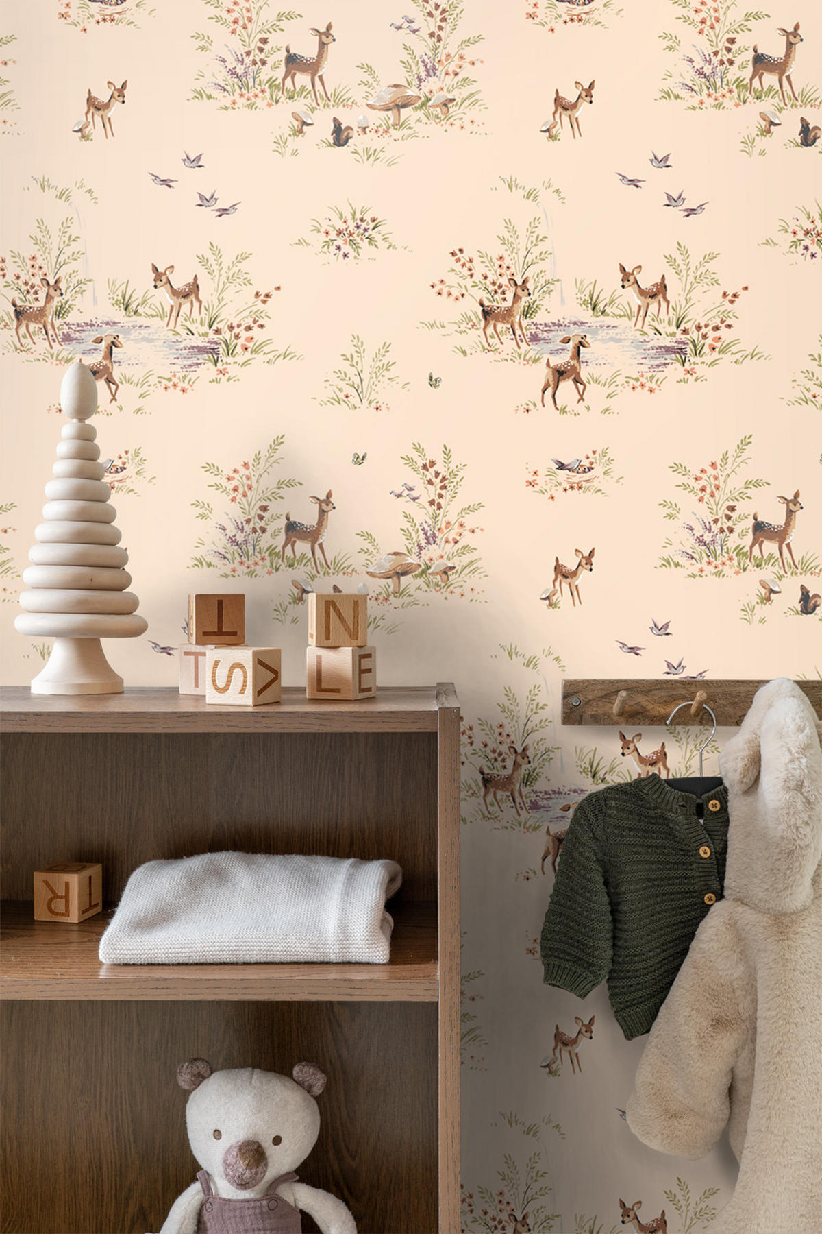 TAPETE Hirsche 50 x 900 cm - Beige, Papier (50/0.1cm) - ESTAhome