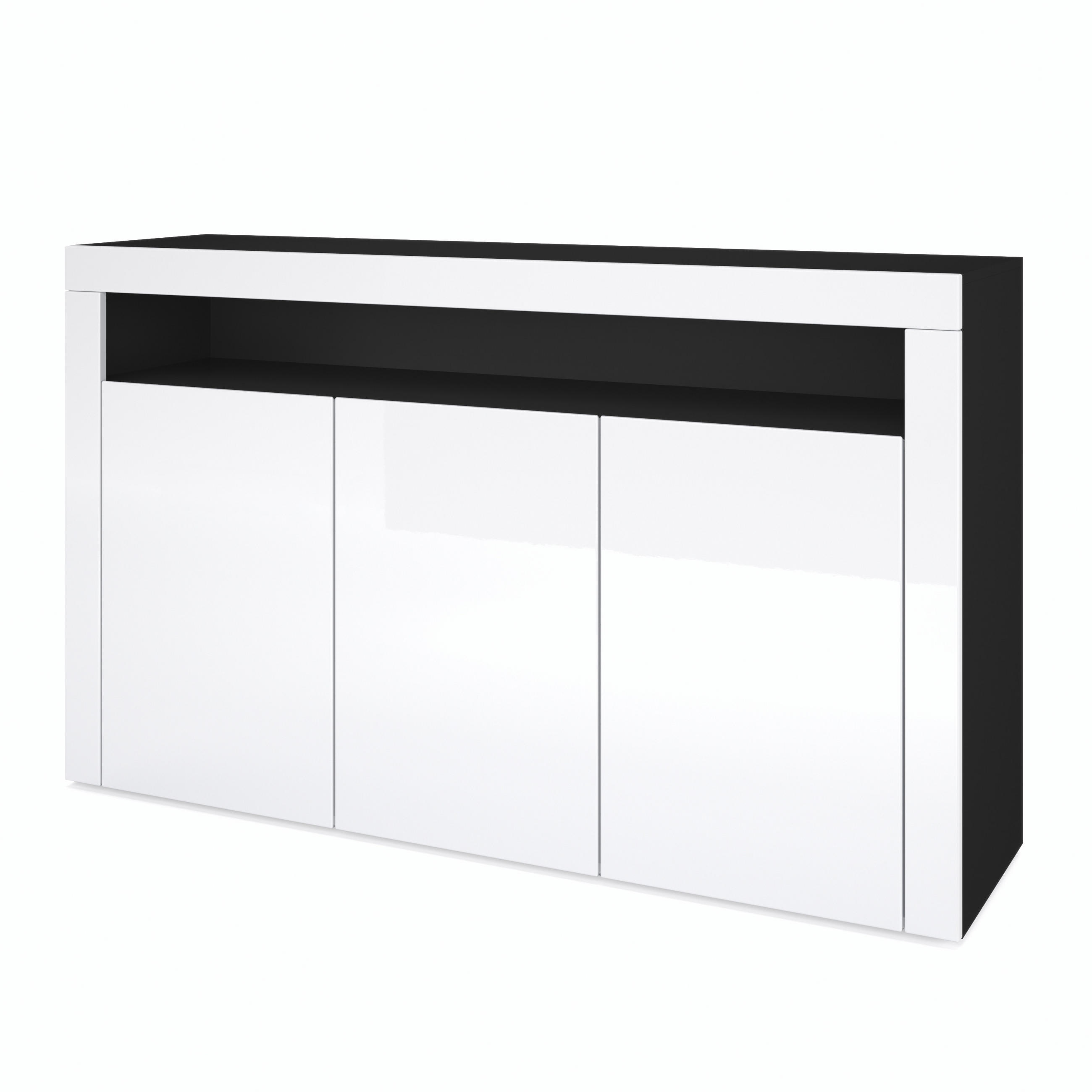 SIDEBOARD Valencia Weiß Hochglanz / Weiß Hochglanz - Weiß Hochglanz, Holzwerkstoff (155/92/40cm) - Vladon