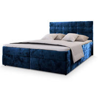 BOXBETT GLOS K 180x200 cm mit Matratze und Topper - Blau - Blau, Holz (180/200cm) - MASSENO