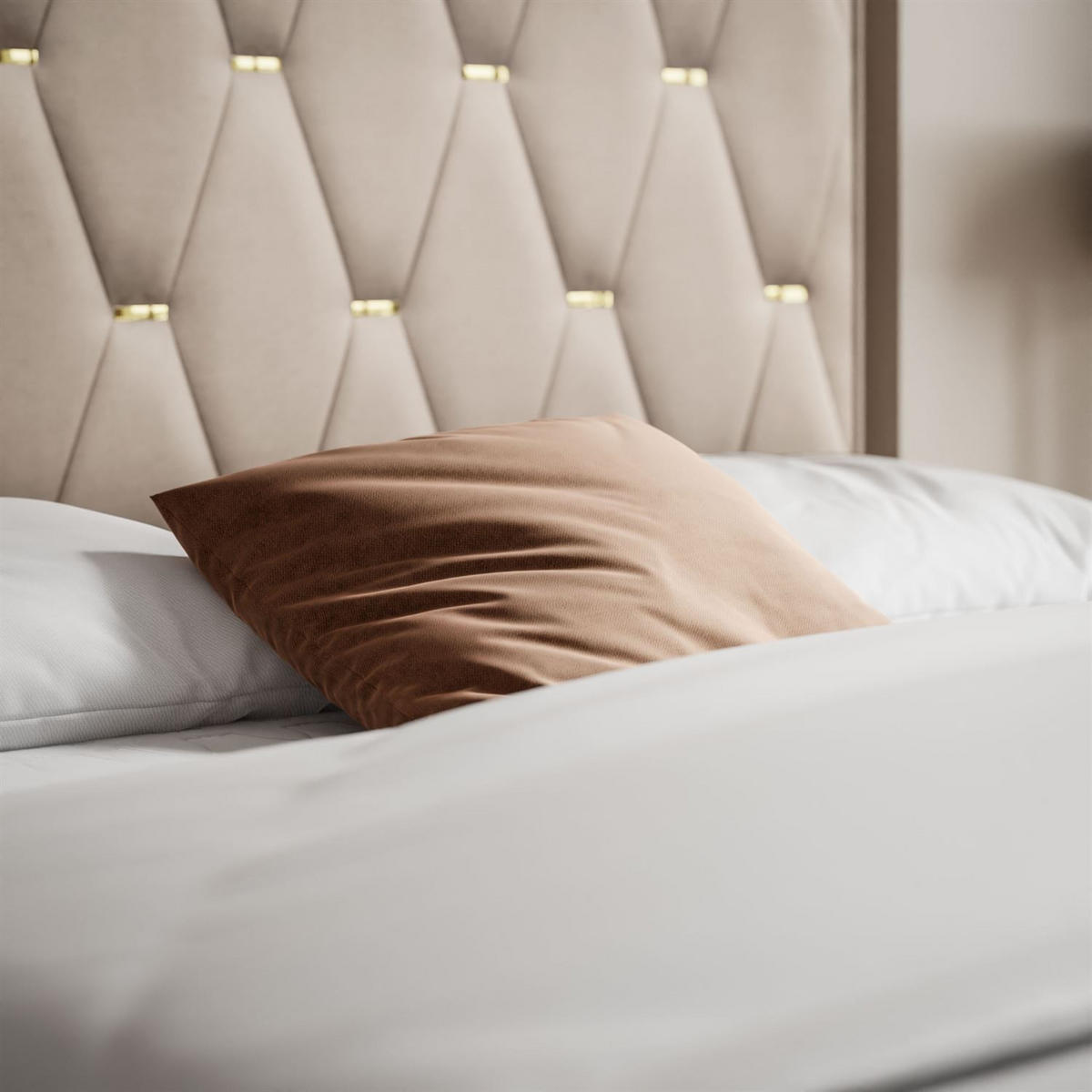 BOXSPRINGBETT IZOLDA mit Bettkasten und Topper 160x200 cm Royal Velvet 170 - Beige, Textil - Lookway