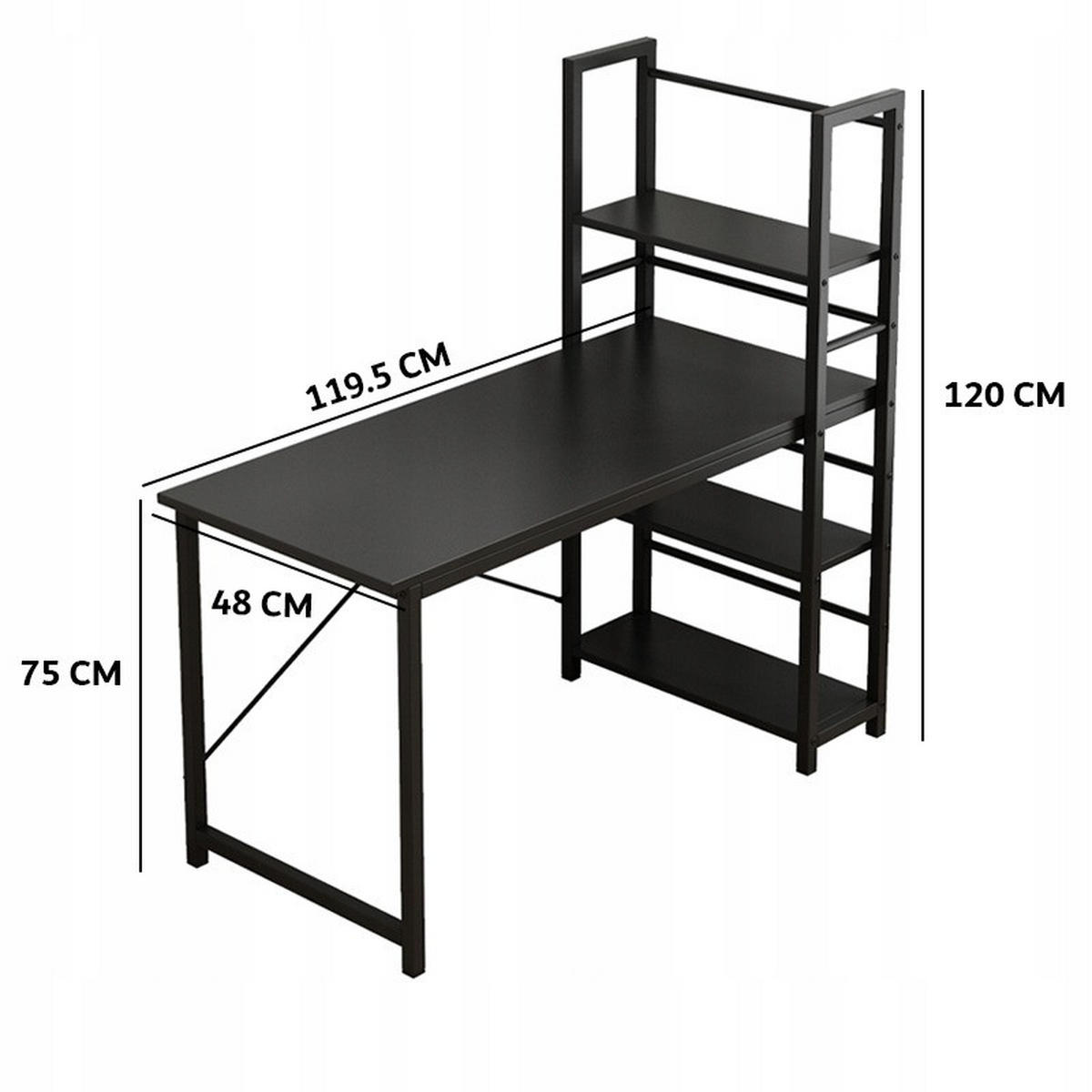 SCHREIBTISCH, schwarz 119.5x48x120cm - Schwarz, Holzwerkstoff (48/119.5/120cm)