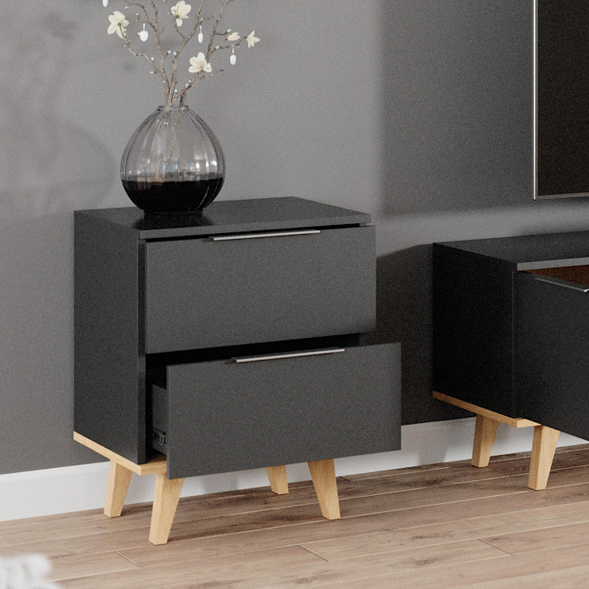 KOMMODE Nautica Anthrazit 45.9 x 60.6 cm - Anthrazit, Holzwerkstoff (46/61/40cm) - Vicco