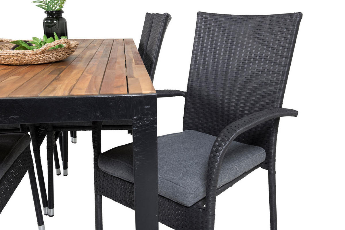 GARTENTISCHGRUPPE Schwarz - Schwarz, Holzwerkstoff - ebuy24