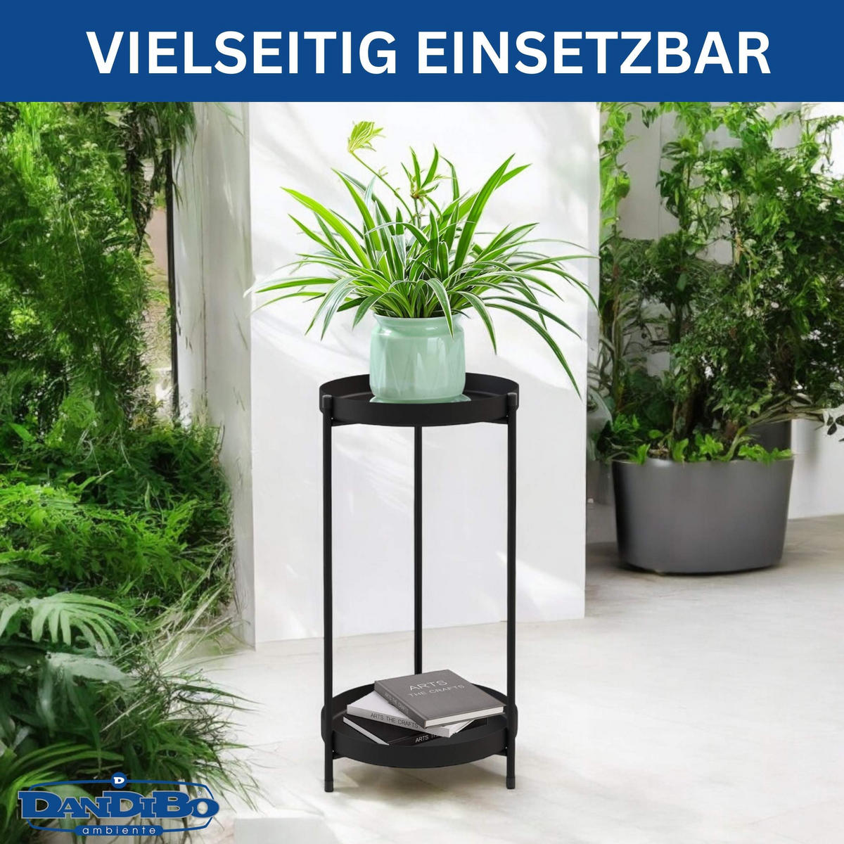 BLUMENSTÄNDER 2 Etagen Metall Schwarz 25/52 cm - Schwarz, Metall (25/52/25cm) - DanDiBo