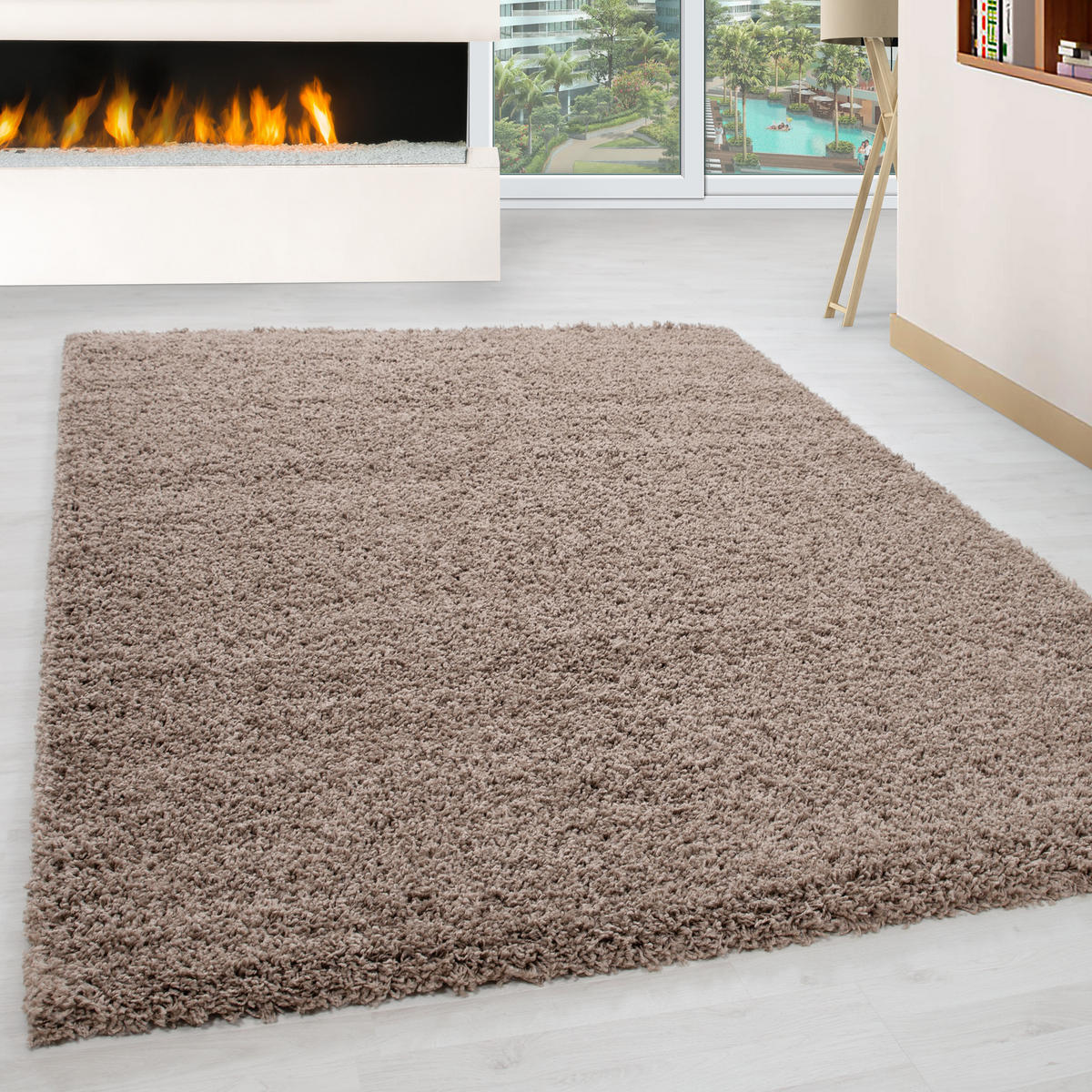 TEPPICH Hochflor Unifarben Polypropylen Wohnzimmer Shaggy Beige Rechteckig 140x200 - Beige, Textil (140/200cm) - KADIMA DESIGN