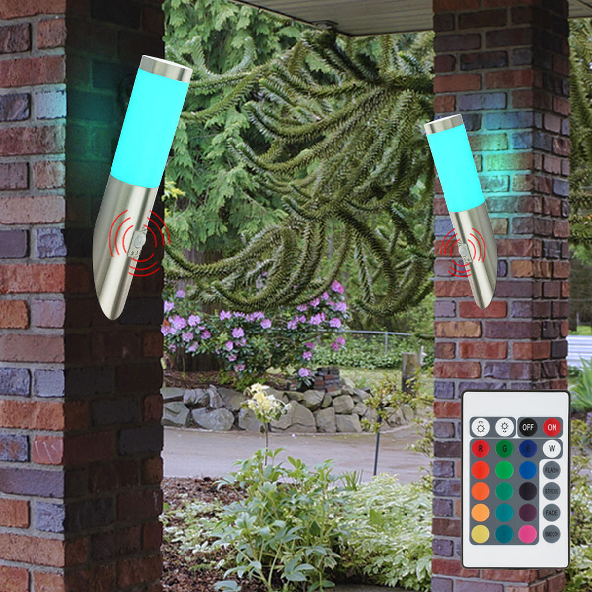 RGB LED AUSSEN-WANDLEUCHTE Edelstahl Silber 3er Set - Silberfarben, Metall (16.6/40/17cm) - Globo Lighting