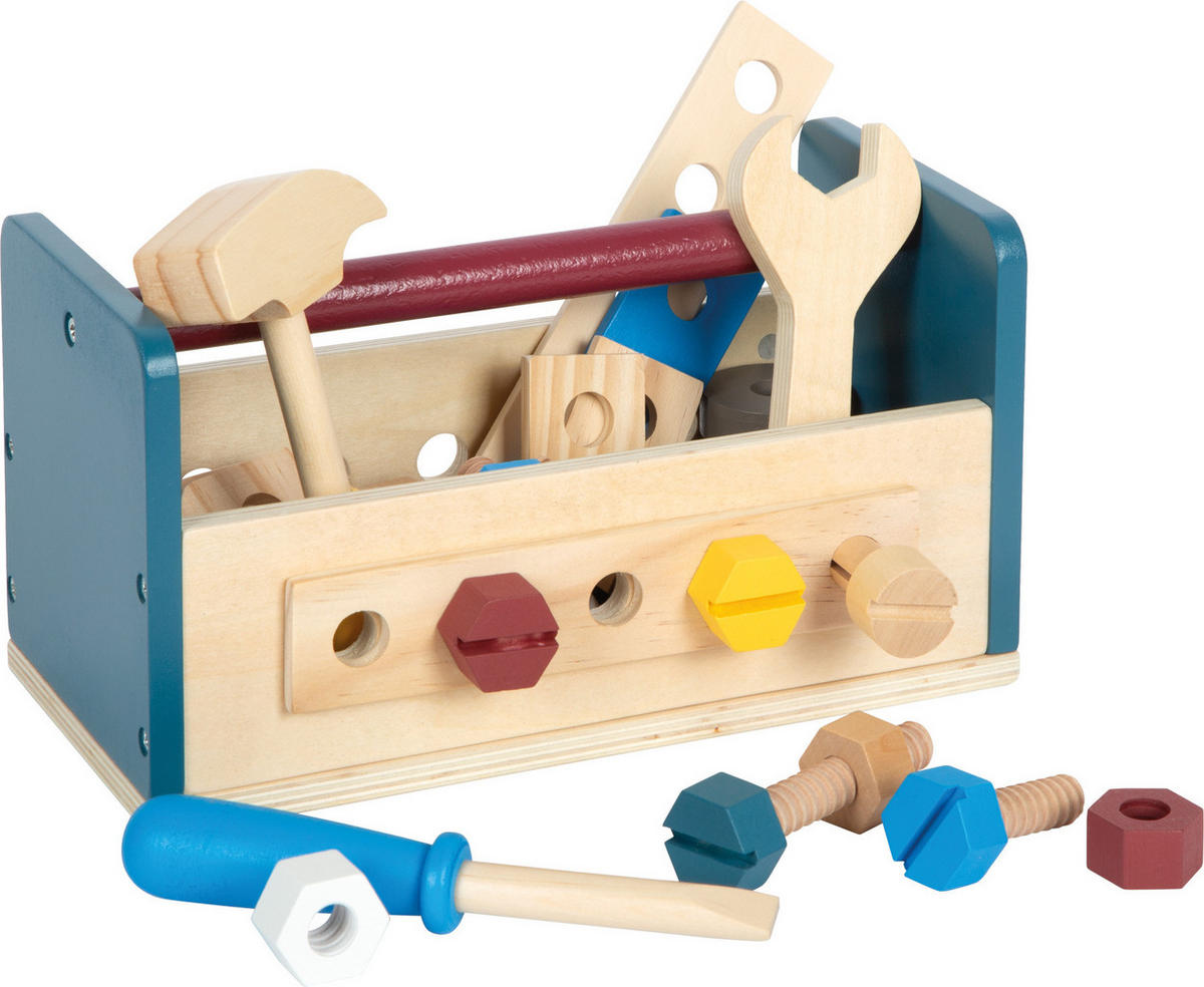 WERKZEUGKASTEN 2 IN 1 WORKSHOP - Blau, Holz (12/13/24.5cm) - small foot