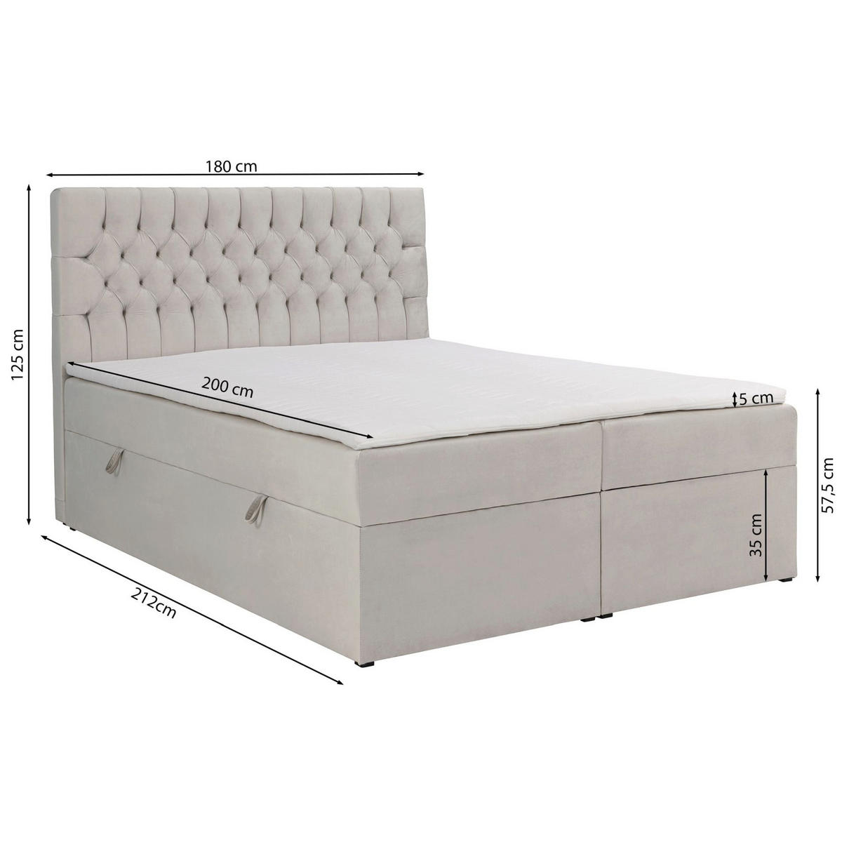 BOXBETT Daissy Grau Samt 180x200 cm - Grau, Textil (180/200cm) - Selsey