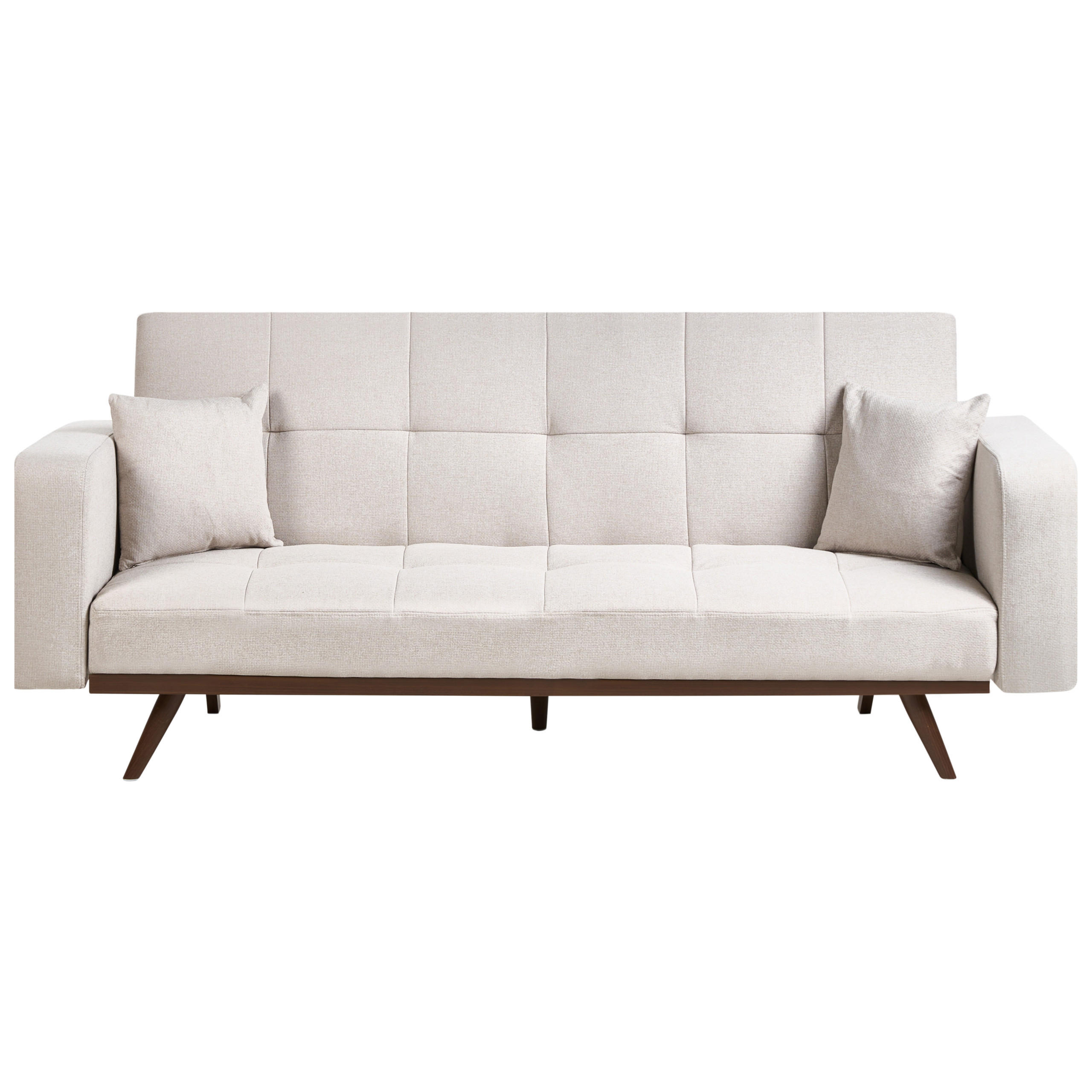 SCHLAFSOFA 3-Sitzer Hellbeige Hjulby - Beige, Textil (220/90/82cm) - Beliani