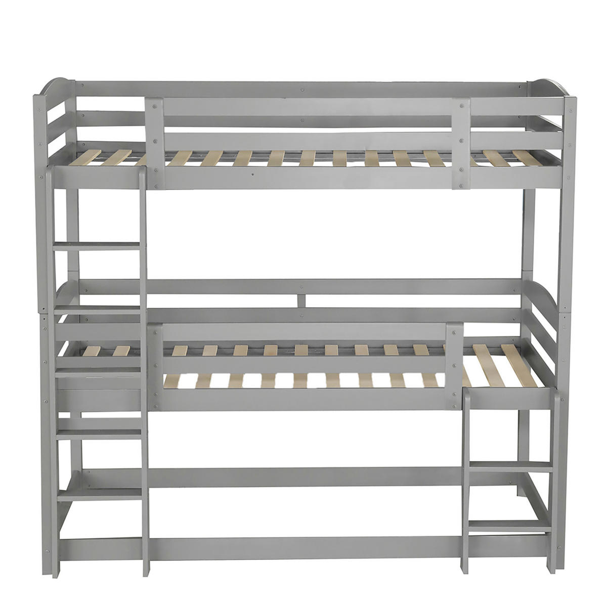 ETAGENBETT Kinderbette 90/200 cm aus Kiefernholz mit 3 Schlafplätzen Grau - Grau, Holz (90/200cm) - Modenvie