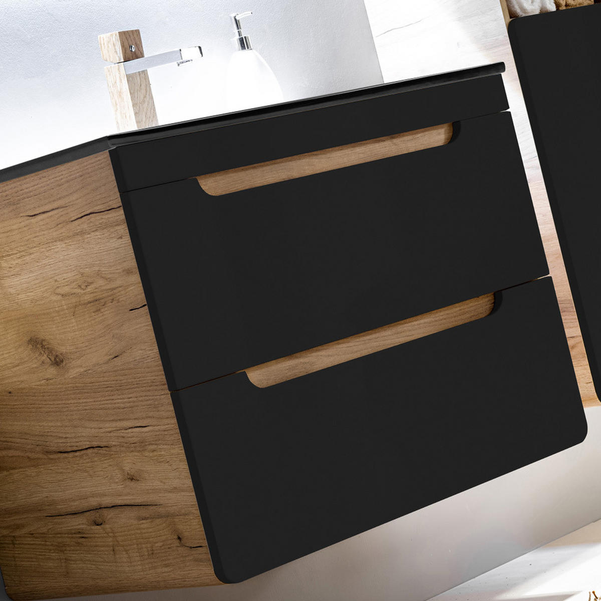 BADMÖBEL-SET 3-TLG. New-luton - Anthrazit, Holzwerkstoff (130/195/46cm) - Lomado