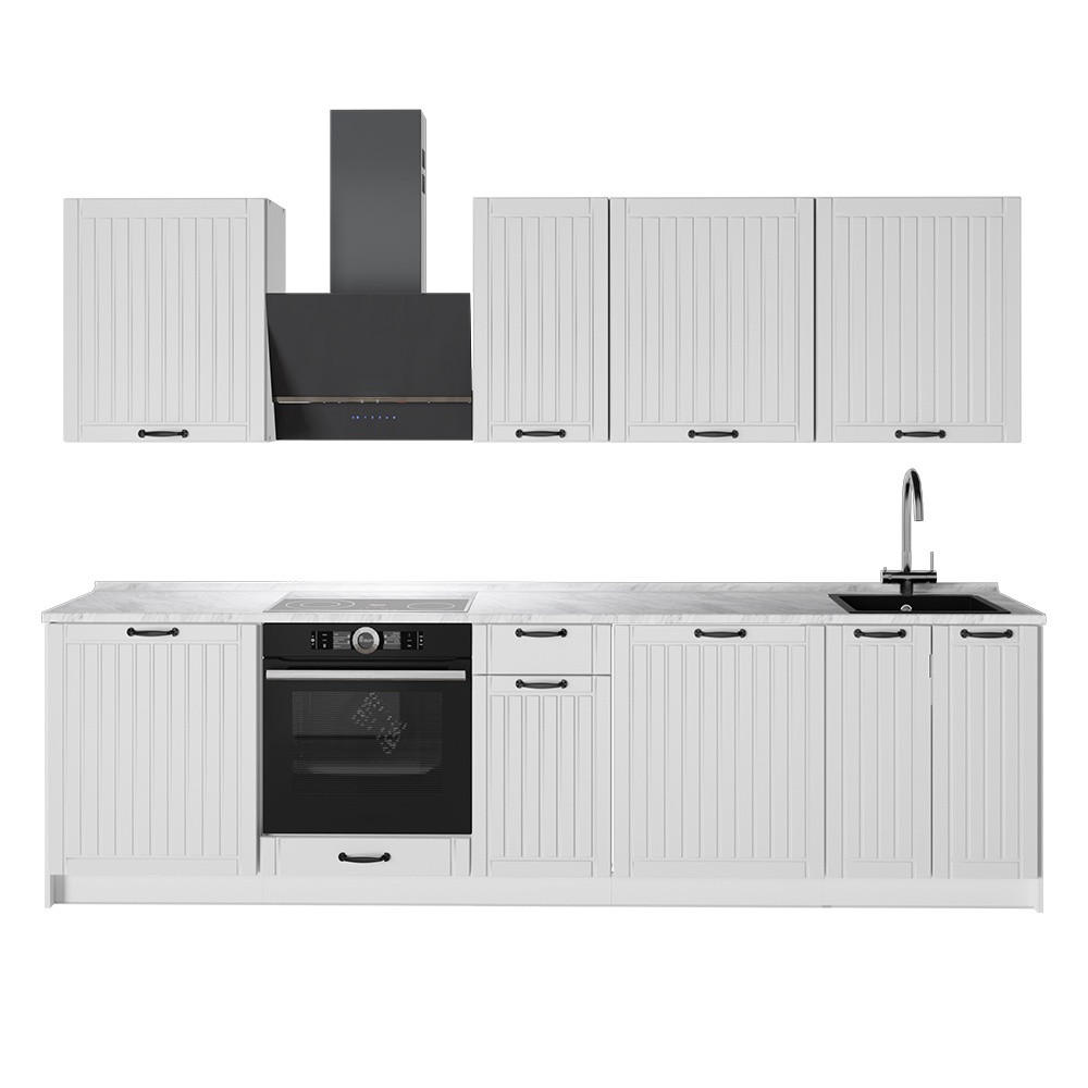 KUCHYNKA Fame-Line, Biely vidiecky dom/biely, 280 cm, AP Marble - biela, kompozitné drevo (280/206.8/60cm) - Vicco