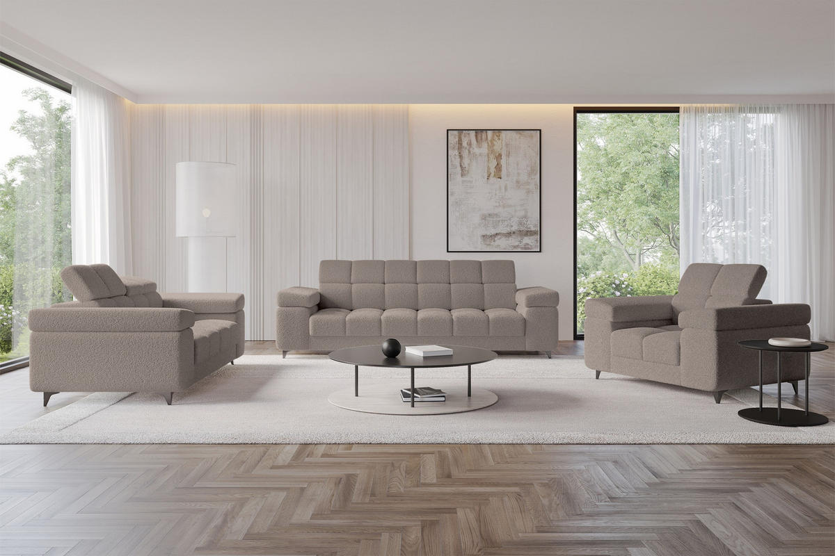 SOFA 2-Sitzer LORD-S1 194x97x90 cm Braun Bouclé - Braun, Holzwerkstoff/Textil (194/90/97cm) - ALTDECOR