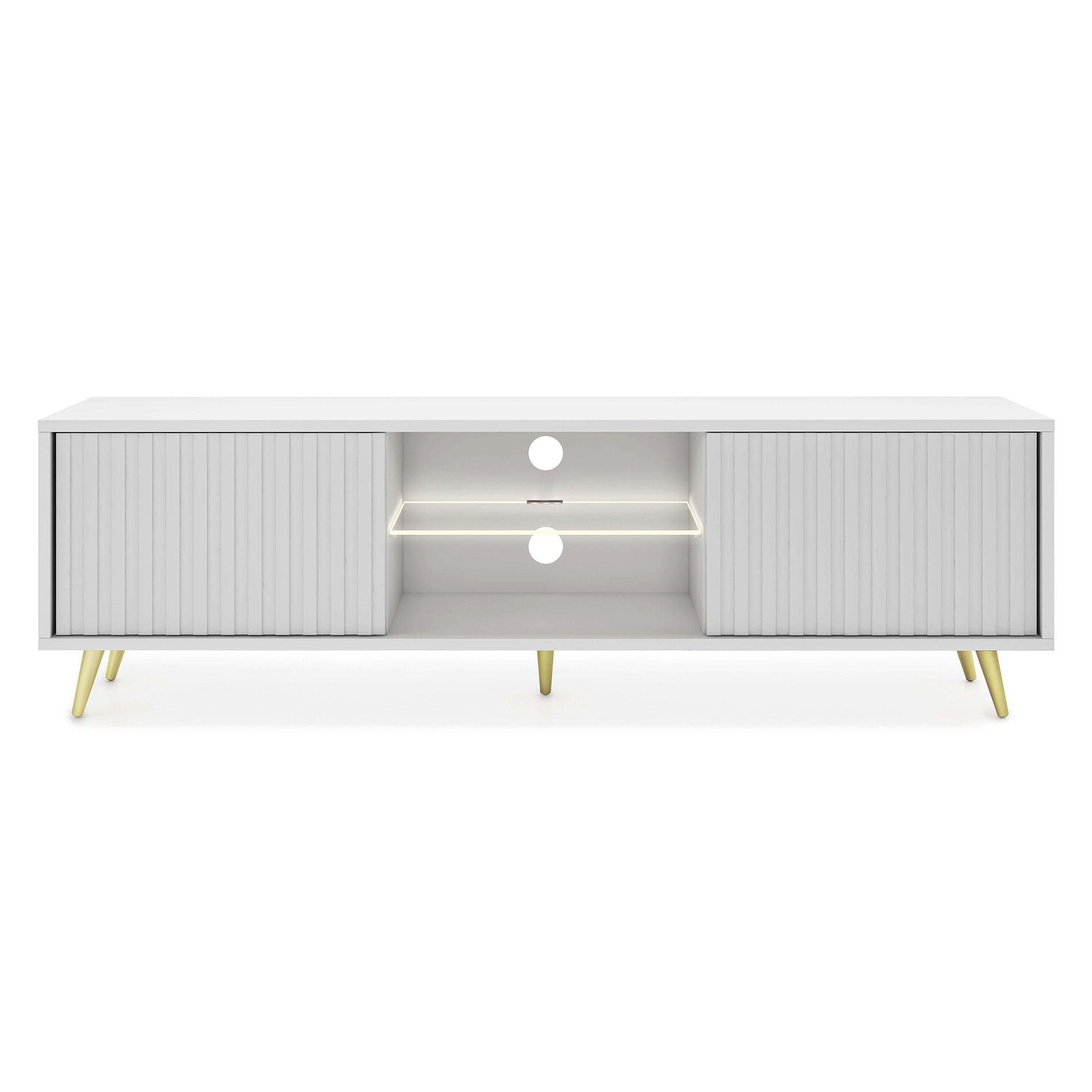 TV-ELEMENT Rikke Eiche / Grau 135/43/32 cm - Goldfarben/Weiß, Holzwerkstoff/Metall (135/43/31.6cm) - Selsey