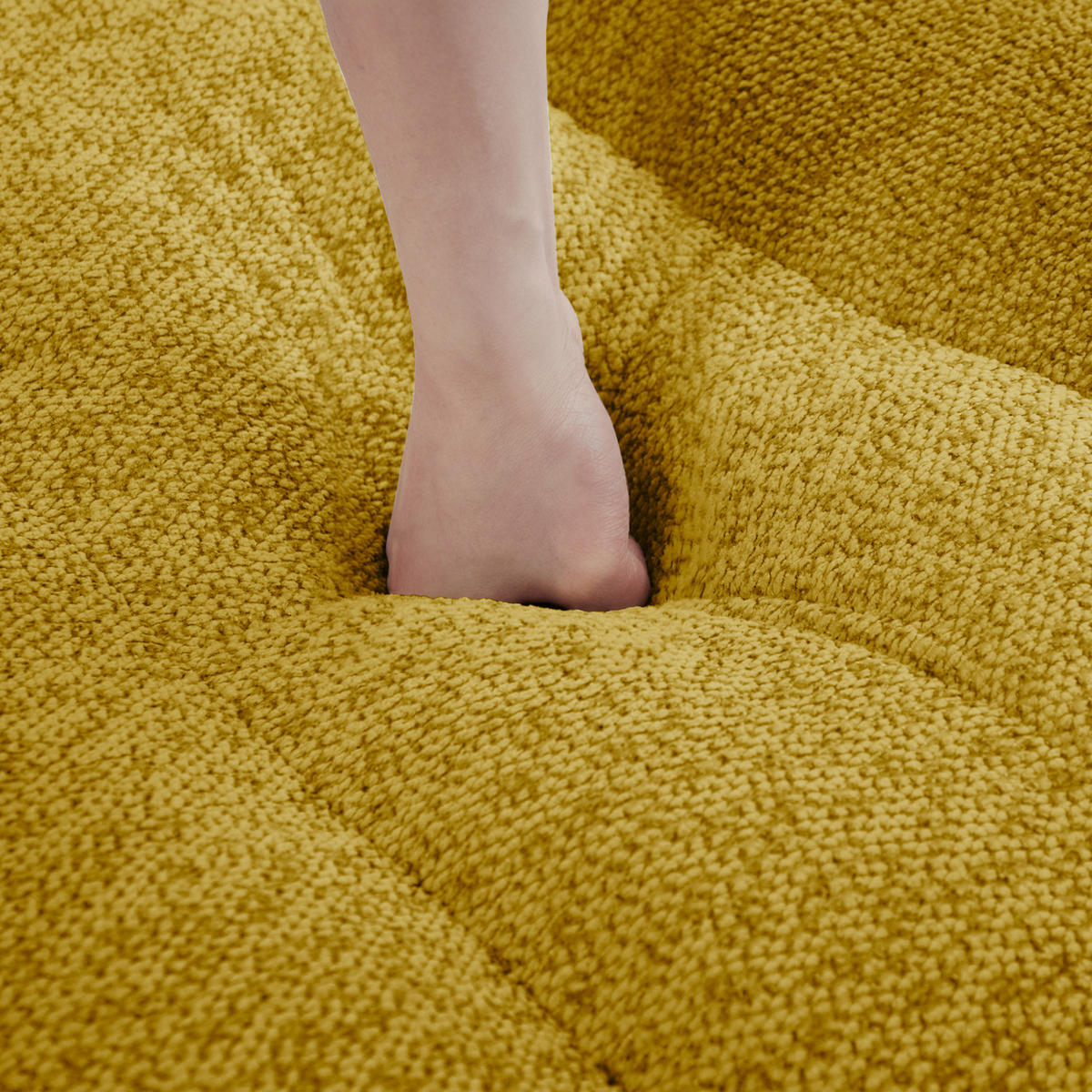 ECKSOFA 366/165/79 modular gelb aus granuliertem Fleece mit Ottoman - Gelb, Textil (165/366cm) - OKWISH