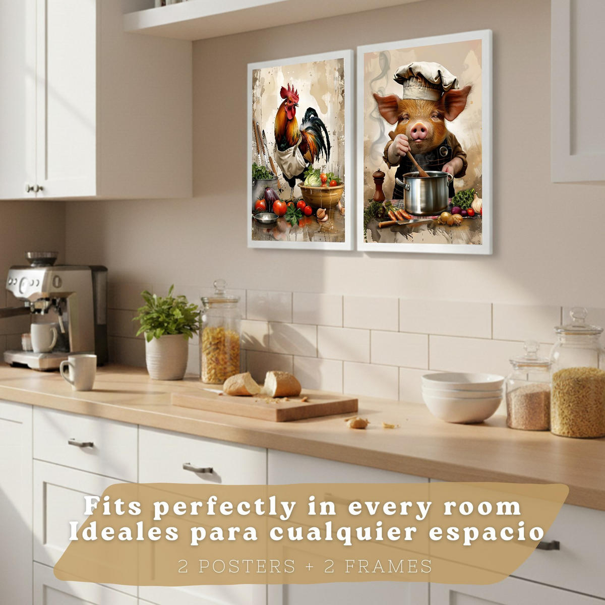 PLAKAT Sada 2 Animal Chef A4 bez rámu - čirá, papír (29.7/1/21cm) - Nacnic