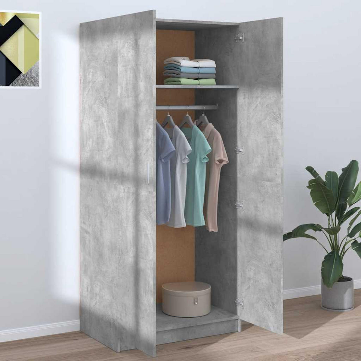 DREHTÜRENSCHRANK Duty 80/52/180 cm - Grau, Holzwerkstoff (80/180/52cm) - Nettlife