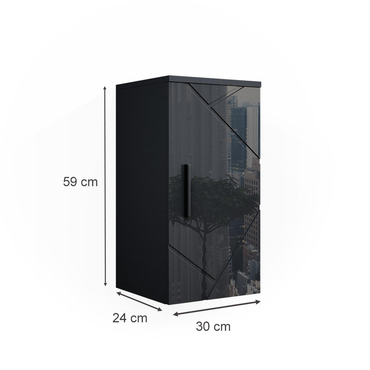 BADSCHRANK Irma Anthrazit Hochglanz 30 x 59 cm - Schwarz Hochglanz/Anthrazit, Holzwerkstoff (30/59/24cm) - Vicco