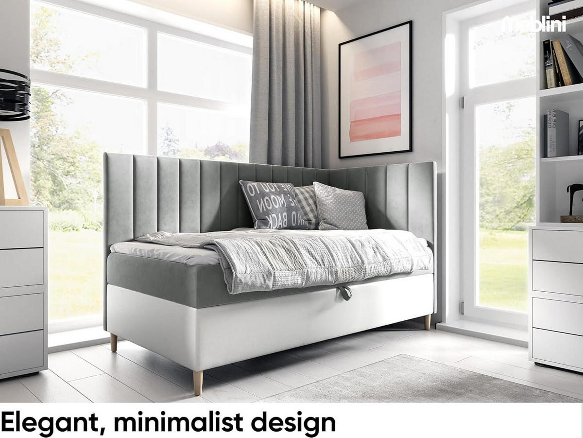 KINDERBETT MAYA 3 - Weiß/Grau, Holzwerkstoff (96/208cm) - Meblini