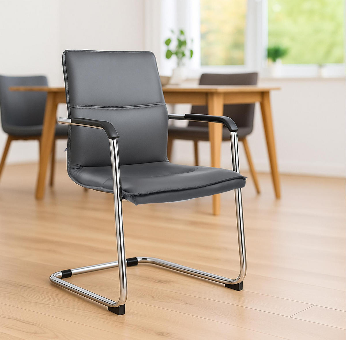 SCHWINGSTUHL Lederlook Grau - Grau, Textil/Metall (57/92/59cm) - CLP