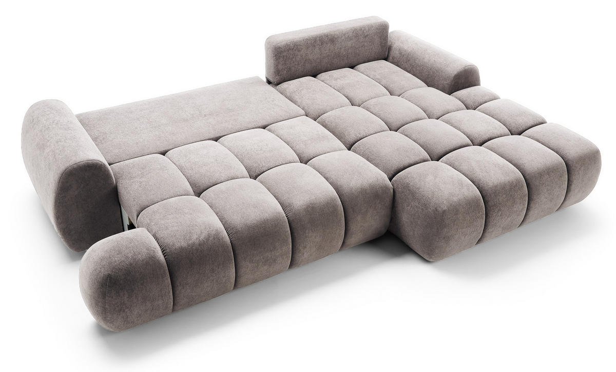 ECKSOFA 280 cm Valerio mit Bettkasten, 280 cm, Rechts, Schlaffunktion, Hellgrau - Hellgrau, Holz (177/280cm) - Emporius
