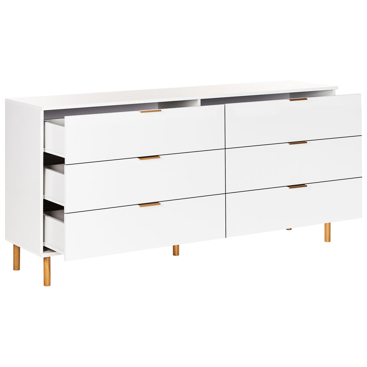 KOMODA s 6 zásuvkami Bílá Walpole - bílá, kompozitní dřevo (158/76/40cm) - Beliani