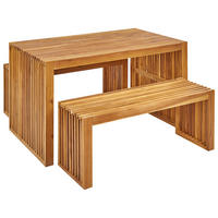 GARTENMÖBEL SET 4-Sitzer Akazienholz hellbraun 3-teilig Bellano - Hellbraun, Holz - Beliani