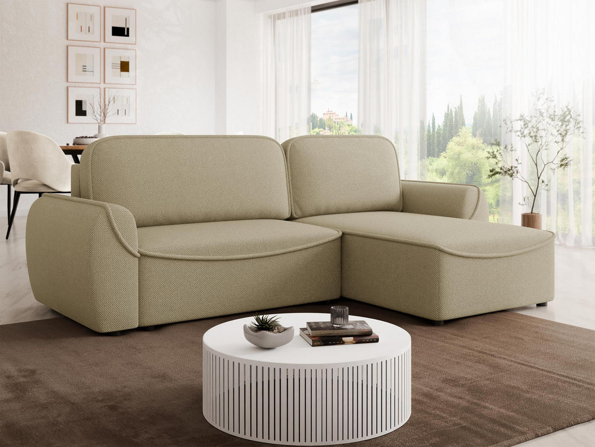 ECKSOFA Loom - Beige/Schwarz, Holz/Kunststoff (261/175cm) - MIRJAN24