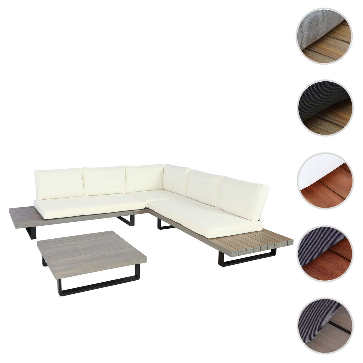 GARTEN-GARNITUR Schwarz, Grau, Cremeweiß - Schwarz/Weiß, Holz - MCW