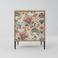 SIDEBOARD ORGANIC FOLKLORE, Eichefarben, 57,5x42x72,5 cm, Schwarze Metallfüße - Eichefarben/Multicolor, Holzwerkstoff/Metall (57.5/72.5/42cm) - SpaceRebels