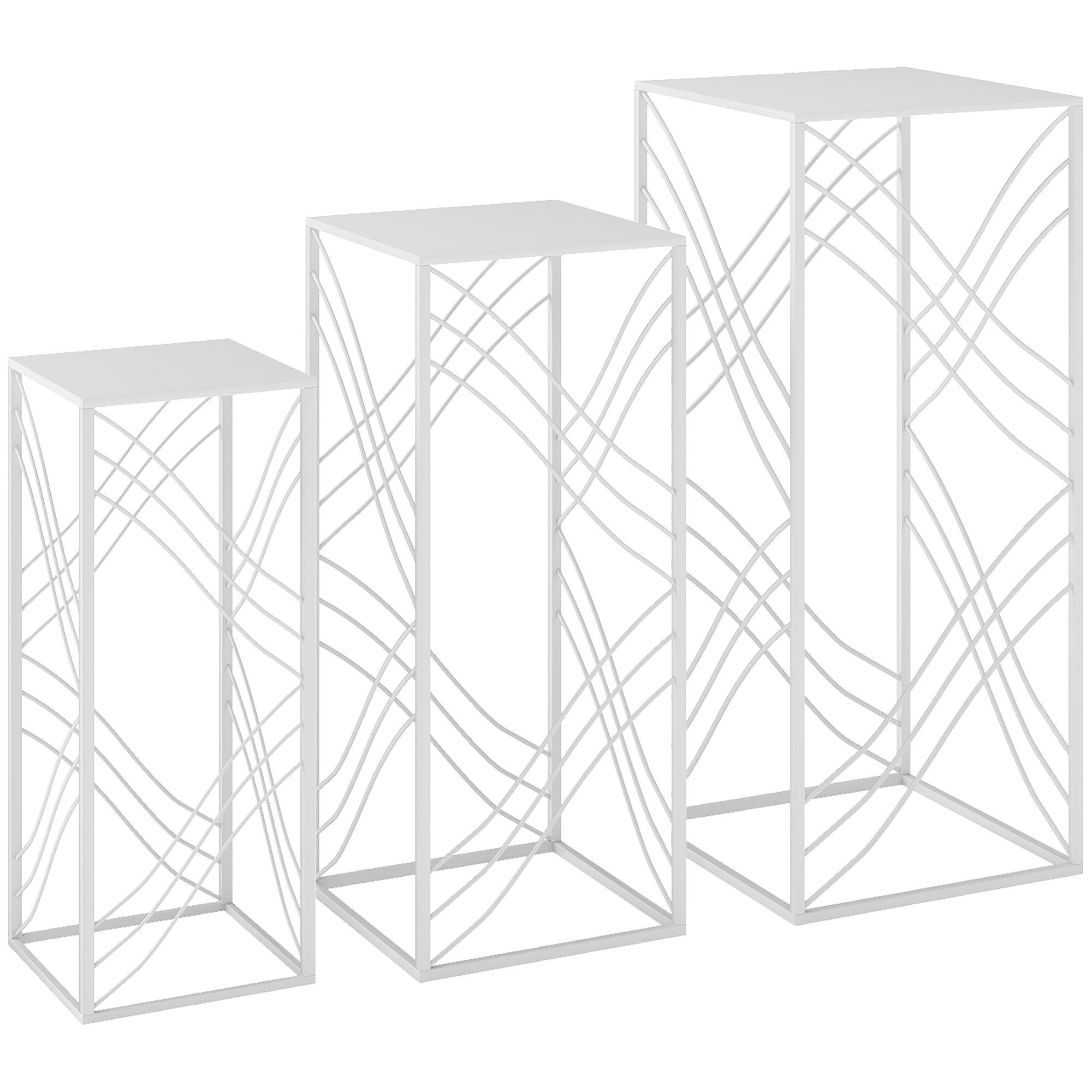 PFLANZENSTÄNDER 3er Set Metall Weiß - Weiß, Metall (70cm) - Outsunny