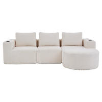ECKSOFA 258/171/62.5 cm Beige mit 3 Kissen und 2 Getränkehalter - Beige, Textil (265/176cm) - Oxeza