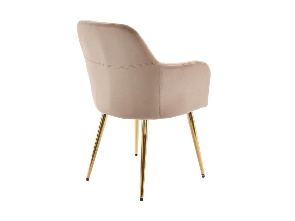 STUHL mit Armlehnen 6er-Set - Samt & goldfarbenes Metall - Beige - ELEANA - Beige, Textil (59/82/58cm) - Vente-Unique