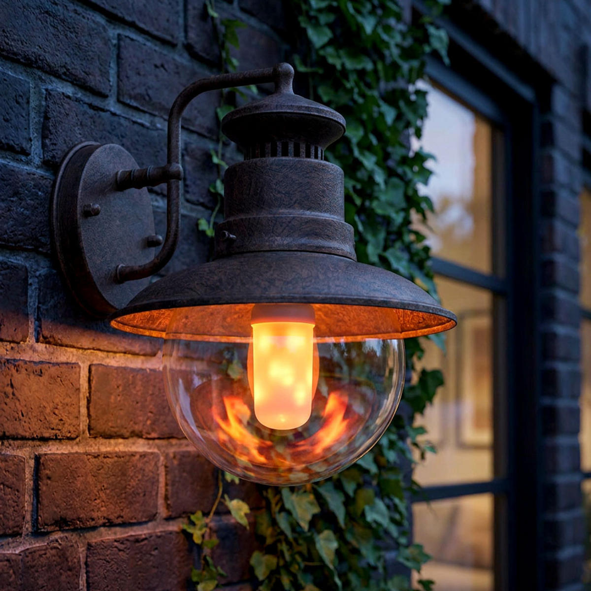 LED AUSSENWANDLEUCHTE Stahl Rostfarben - Bronzefarben, Glas (24.7/21.5/27cm) - Globo Lighting