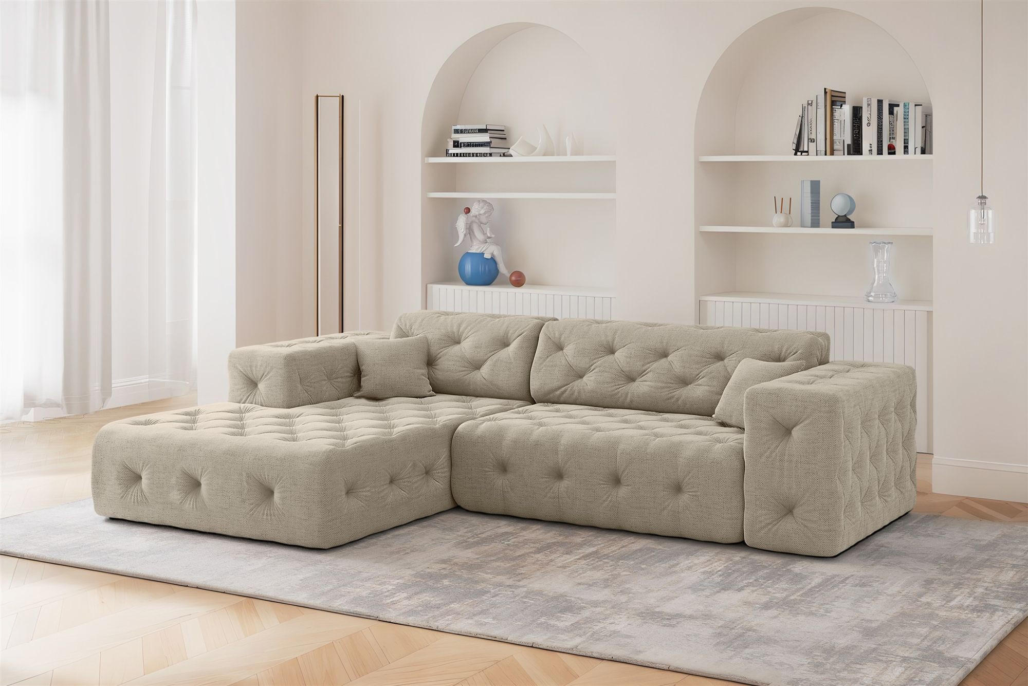 ECKSOFA Chantal In Moly - Beige, Holzwerkstoff/Textil (266/171cm) - Fun Möbel
