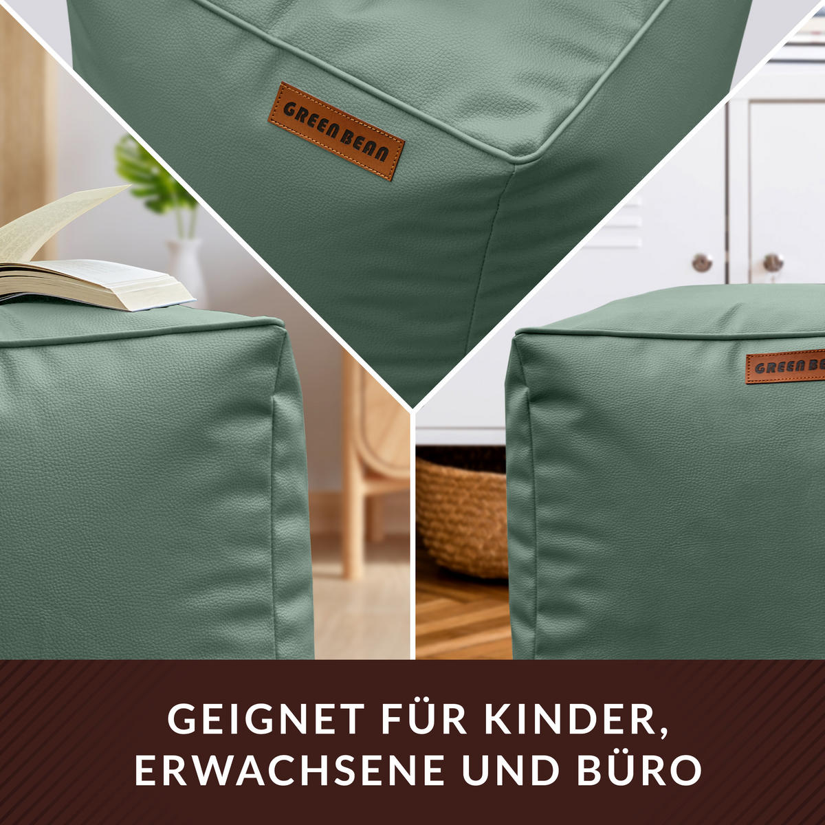 INDOOR HOCKER Cube eckig Kunstleder - Blau, Textil (40/40/40cm) - Green Bean