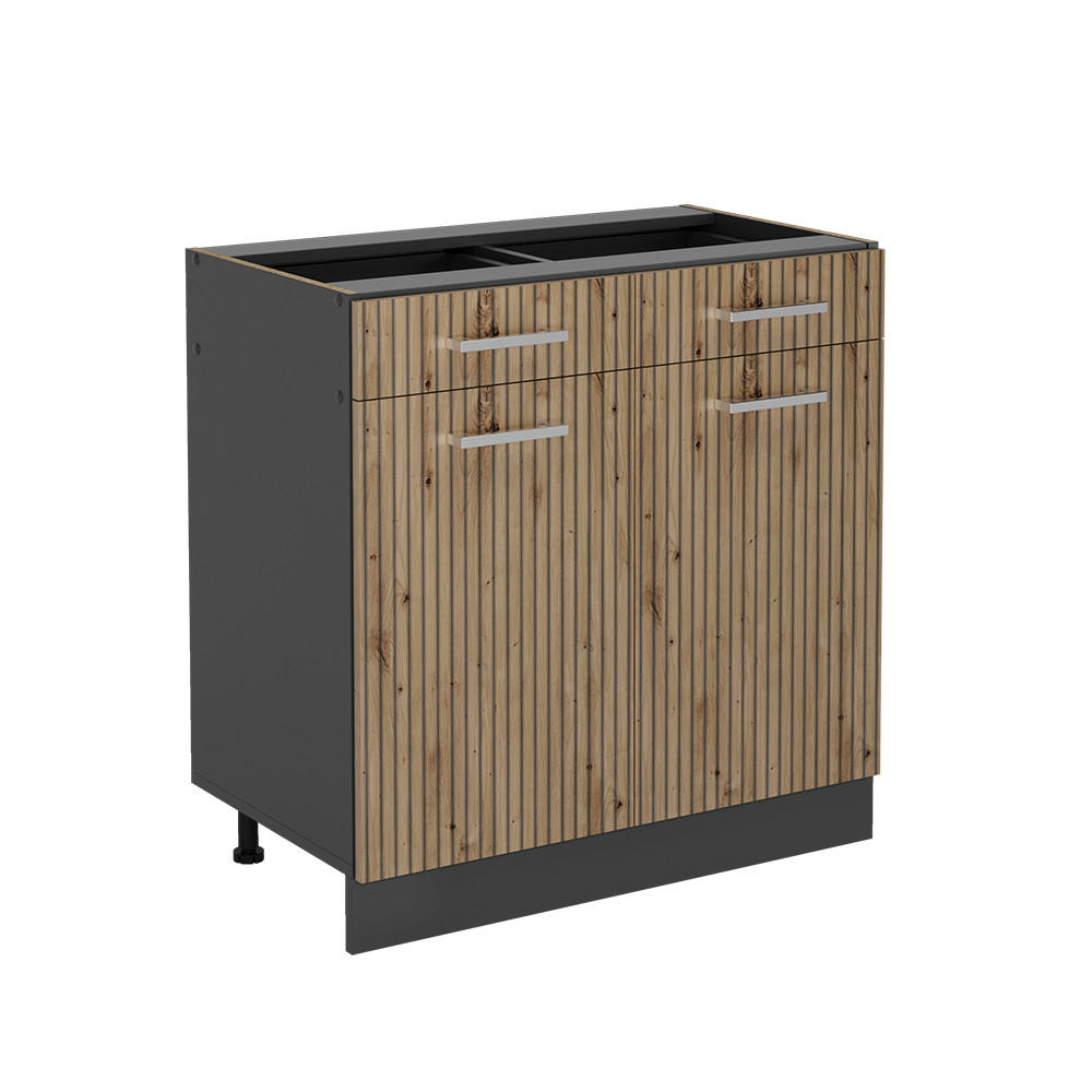 KÖKSUNDERSKÅP R-Line Hantverks ek 80 cm utan bänkskiva Ek Artisan, Antracit 81.6/80/46 cm