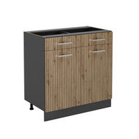 KÜCHENUNTERSCHRANK R-Line Artisan-Eiche 80 cm ohne AP - Anthrazit/Eiche Artisan, Holzwerkstoff (80/81.6/46cm) - Vicco