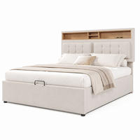 POLSTERBETT mit Stauraum und Matratze 140x200 cm Leinen Beige - Beige, Metall (140/200cm) - Beauniv