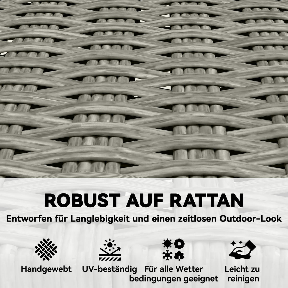 GARTENKLAPPSTUHL 2er Set Akazienholz PE-Rattan Grau - Grau/Akaziefarben, Holz (47.5/88/56cm) - Outsunny