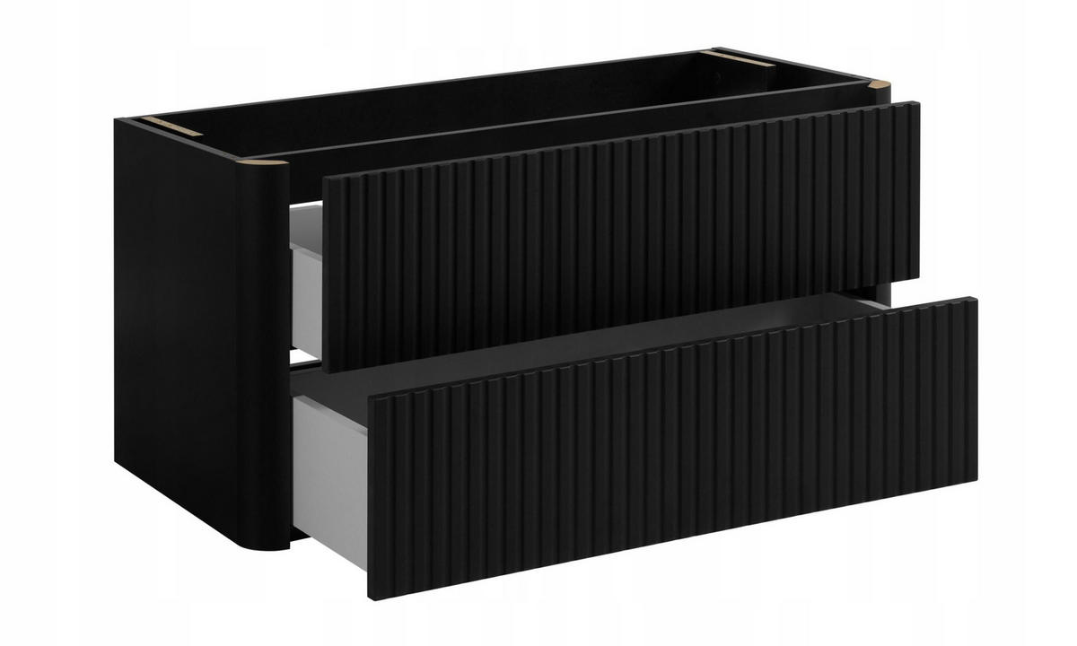WASCHBECKENUNTERSCHRANK LINEA hängend geriffelt Schwarz matt 100/48/44 cm - Schwarz, Holzwerkstoff (100/48.4/43.7cm) - Rodan