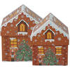 GESCHENKBOXEN Weihnachtshäuschen 2 Stk. - Dunkelbraun, Papier (15.3/18/15.3cm) - Home Styling Collection