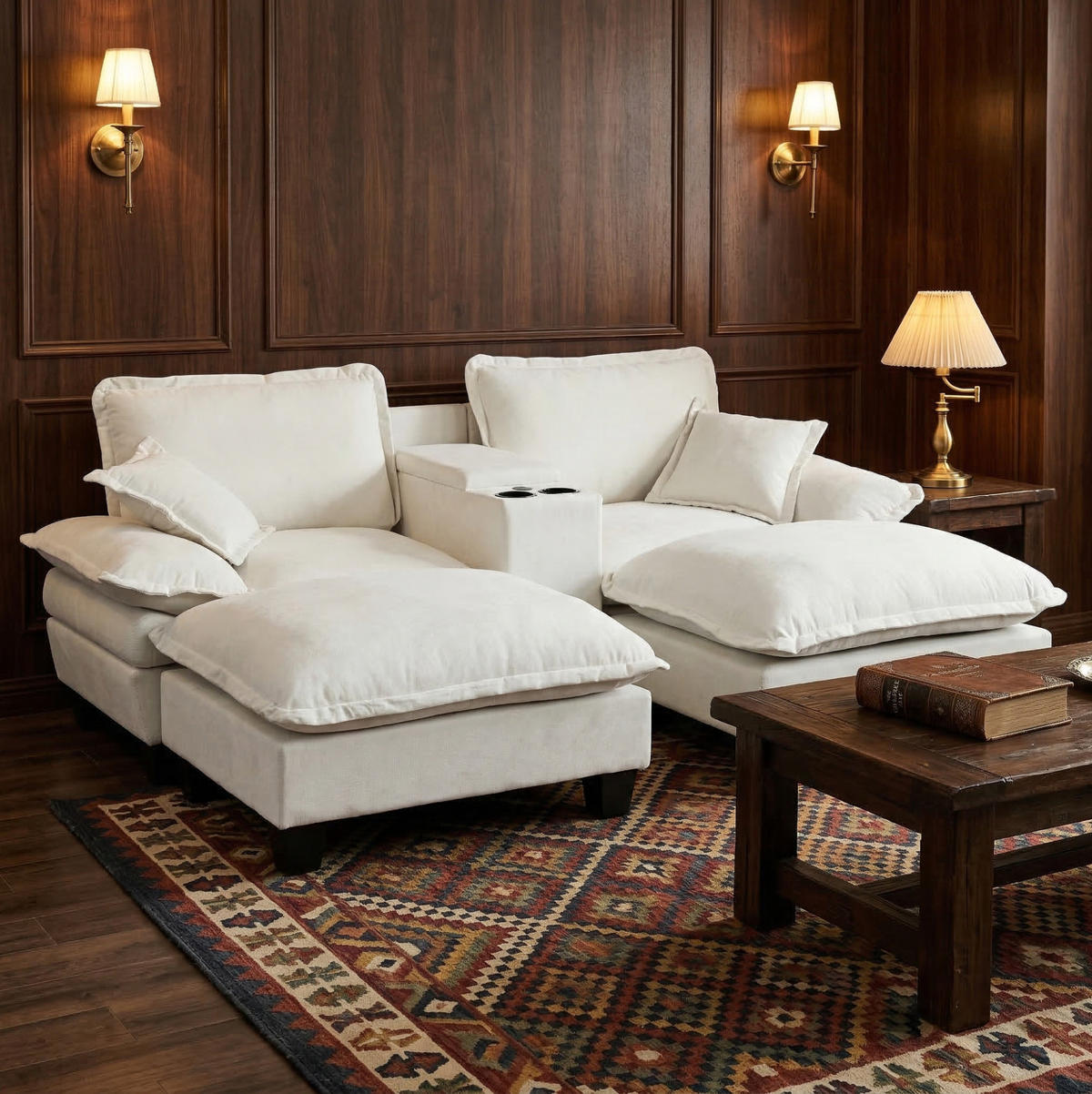 ECKSOFA 224/151/90 cm Beige aus Chenille mit USB und Stauraum - Beige, Textil (151/224cm) - OKWISH