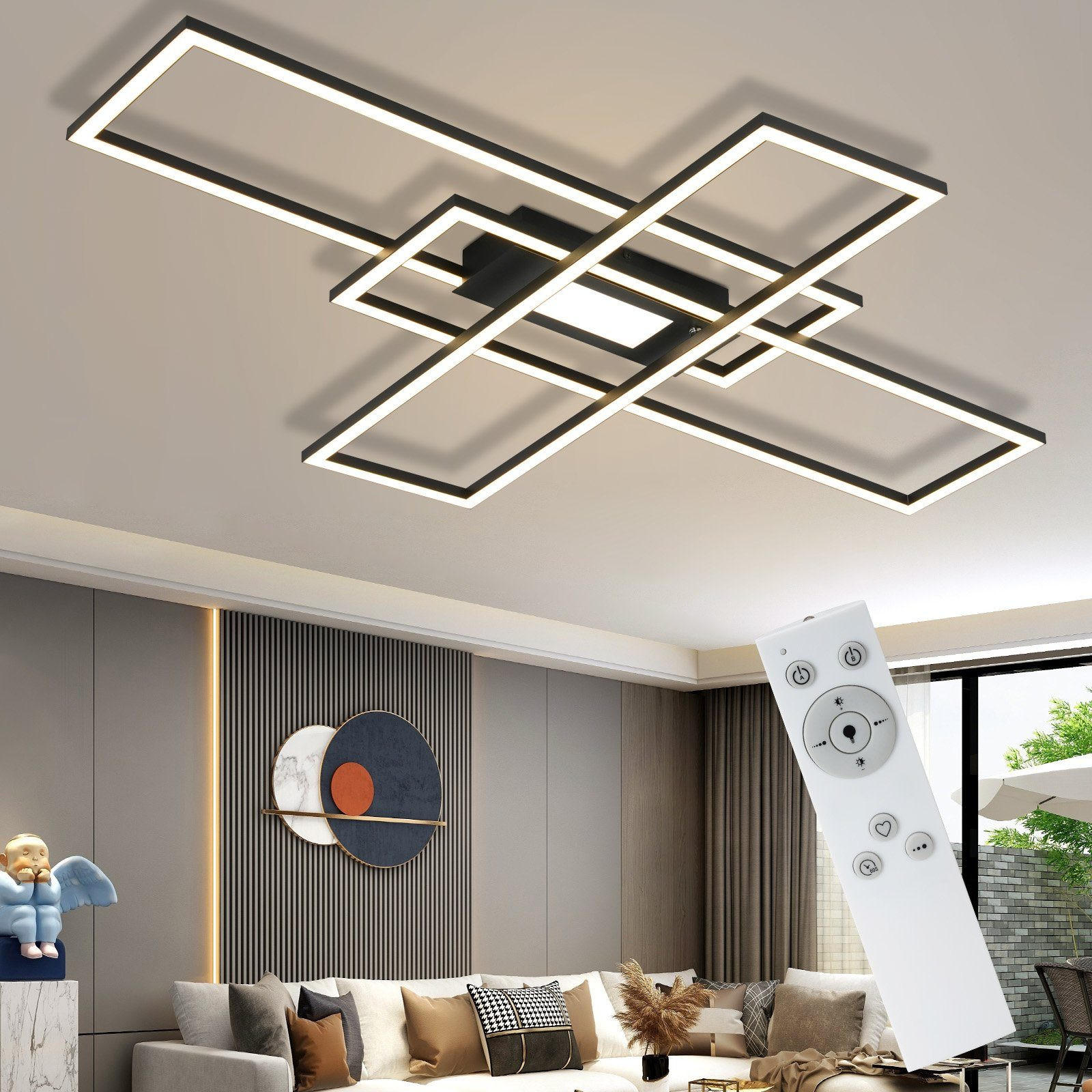 LED-DECKENLEUCHTE Kesselfluch 99.0/7.0/99 cm - Schwarz, Metall (99/99/7cm) - ZMH