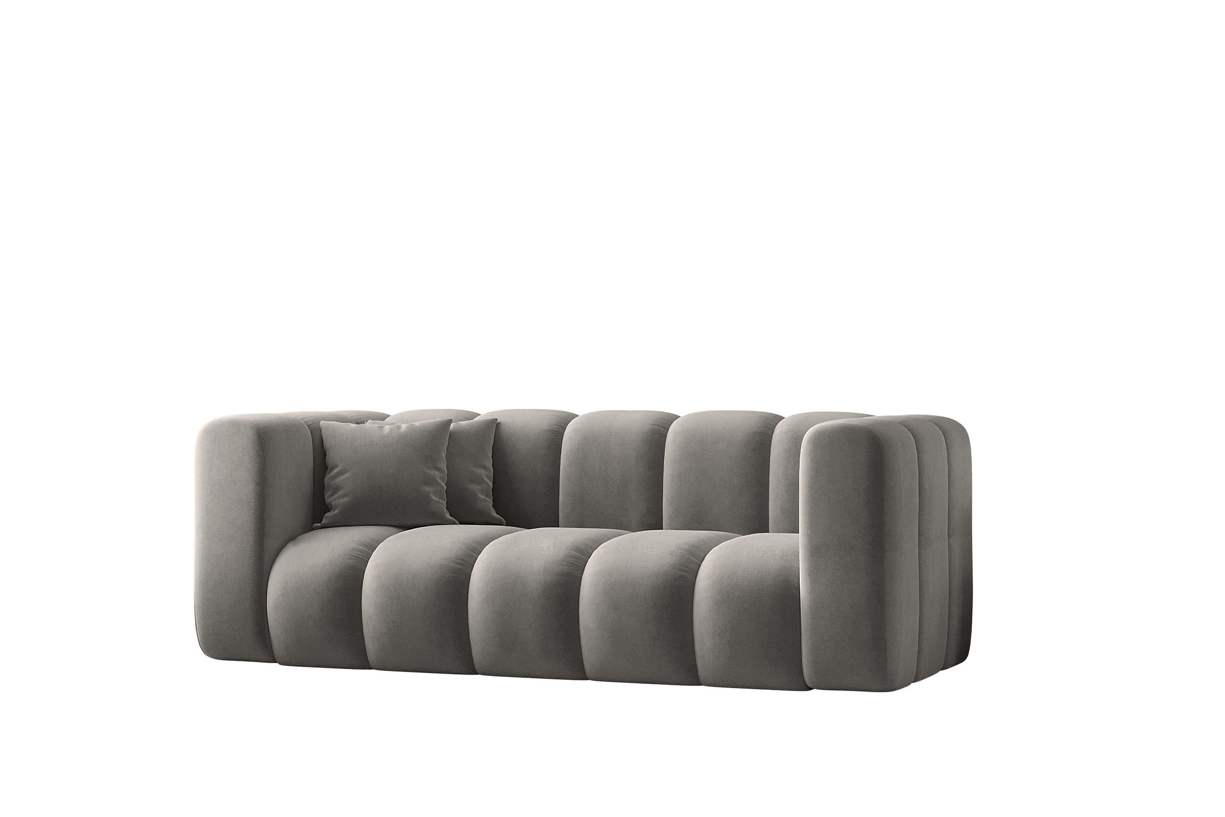 COUCH Sofa, Zweisitzer-Sofa Grand Modular Stoff Salvador Grau - Hellgrau, Holz (197/70/91cm) - Kaiser Möbel