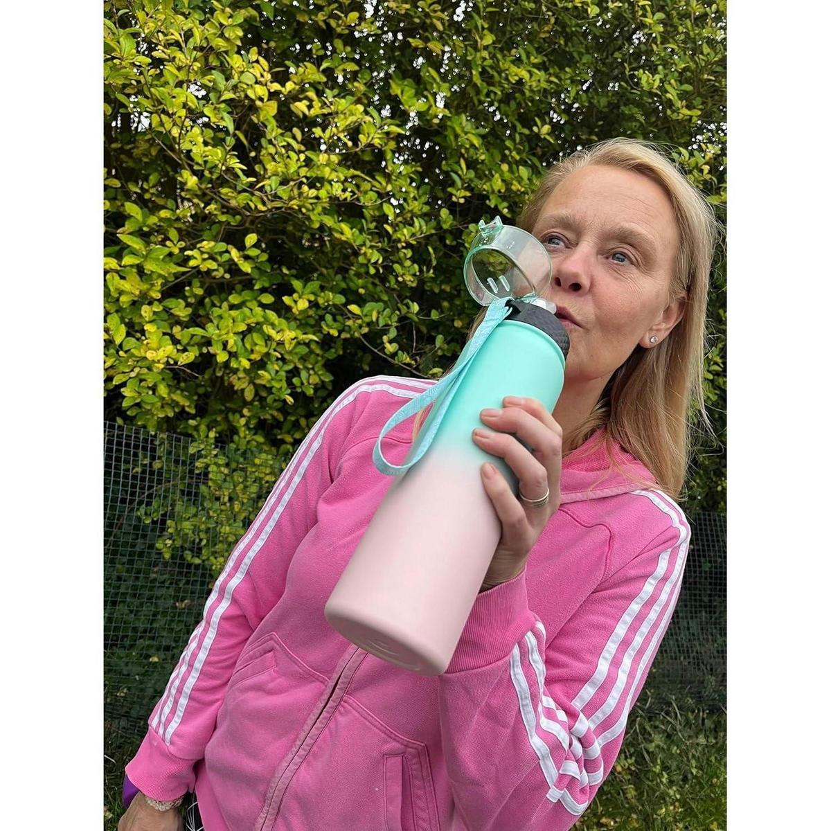 THERMOSFLASCHE mit Strohhalm 1000 ml Grün/Rosa - Multicolor, Metall (8/8cm)