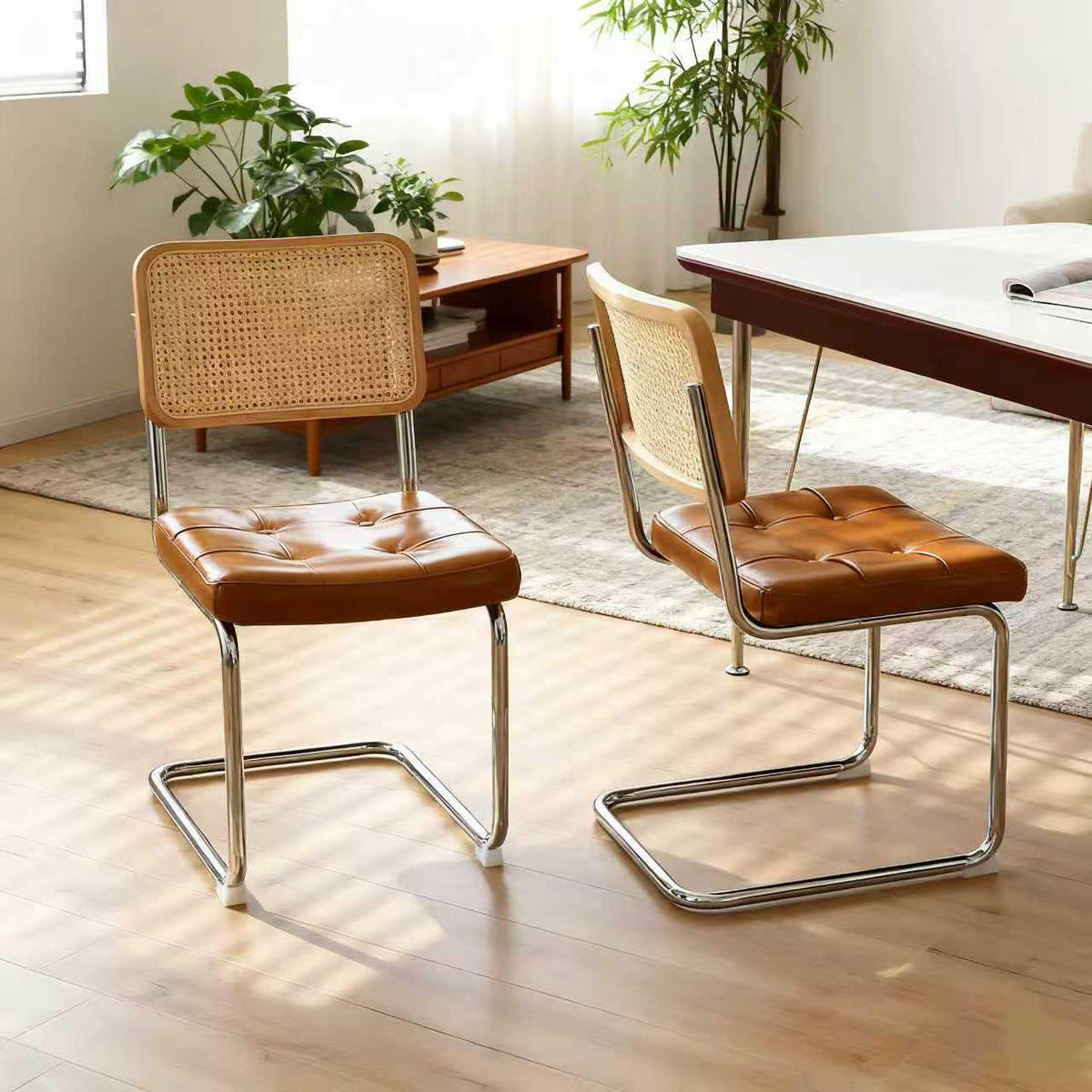 SCHWINGSTUHL DE-36904 2er-Set mit Kunstlederbezug und Rattan-Rückenlehne Braun - Braun, Metall (46.4/84.6/53cm) - ComfortXL