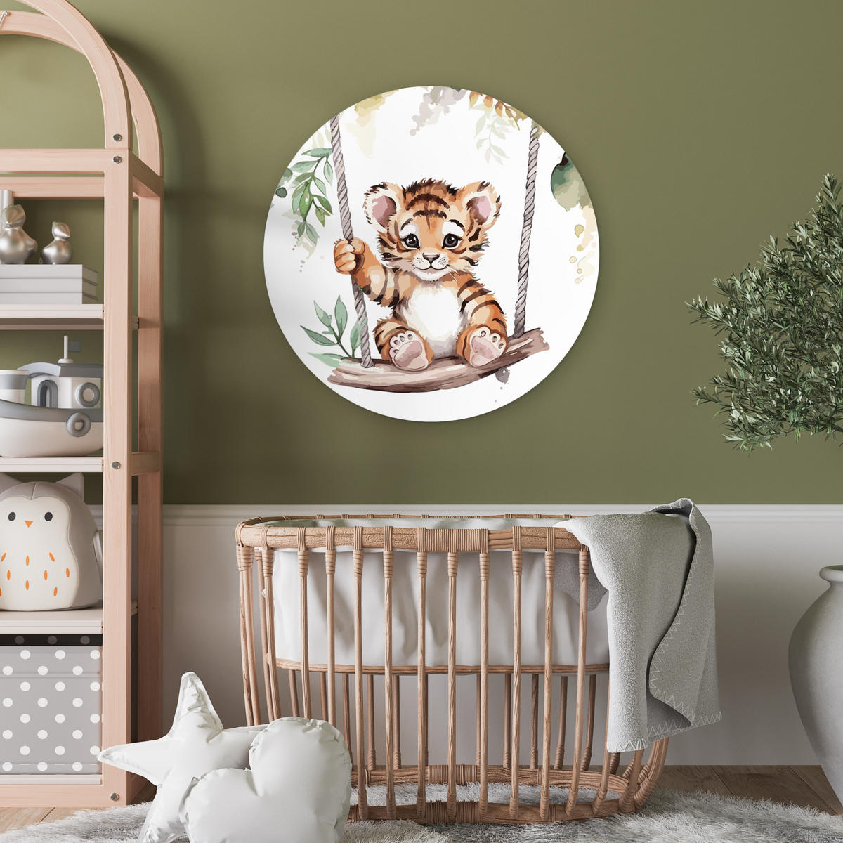 WANDBILD Tiger - Tier - Kinder - Dschungel Wanddeko Schlafzimmer 60x60 cm - Dunkelorange, Kunststoff (60/60cm) - MuchoWow
